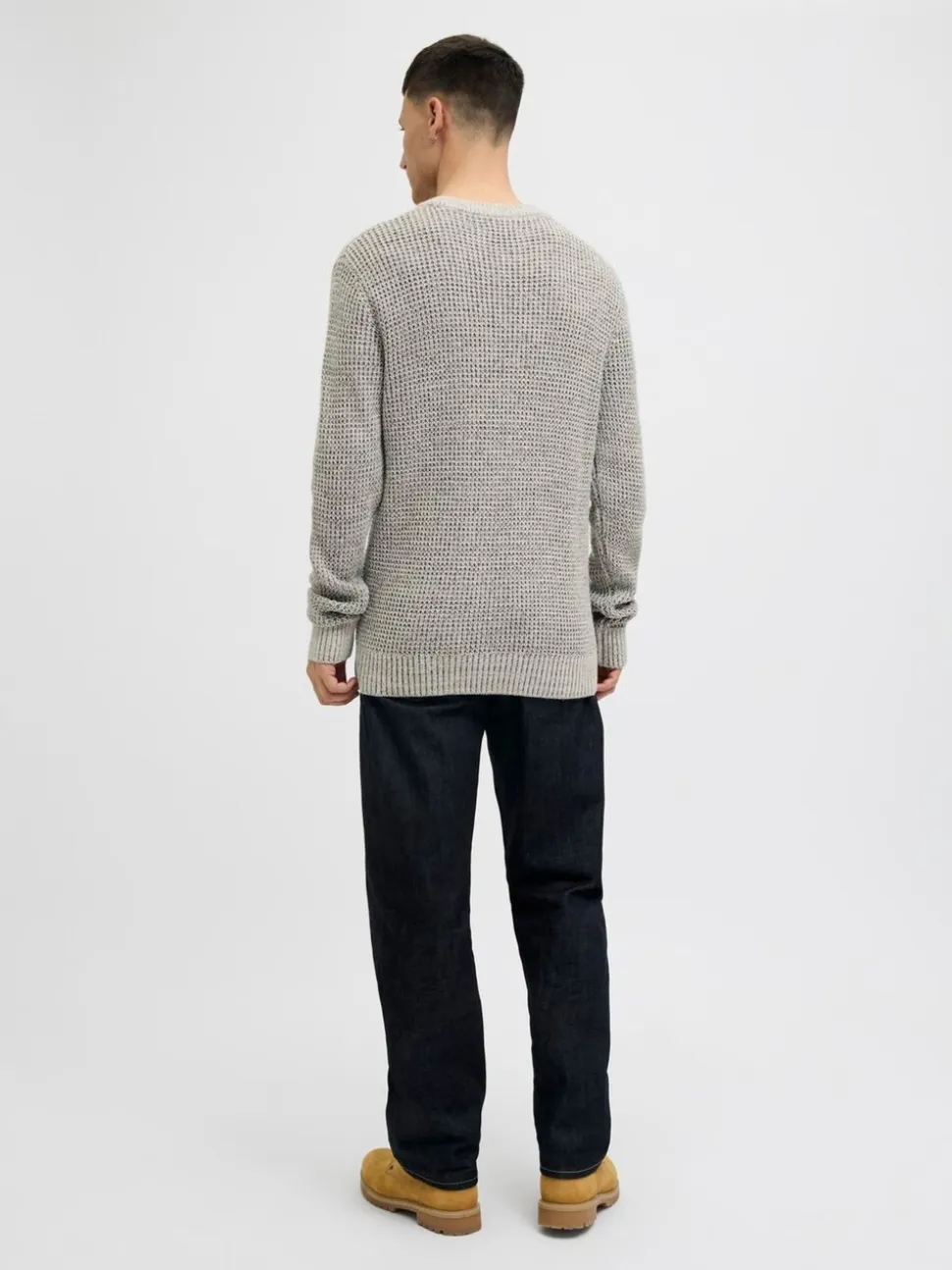 JACK & JONES Grey Knit Crew Neck Jumper