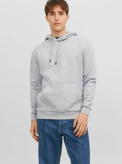 JACK & JONES Grey Relaxed Fit Plain Hoodie