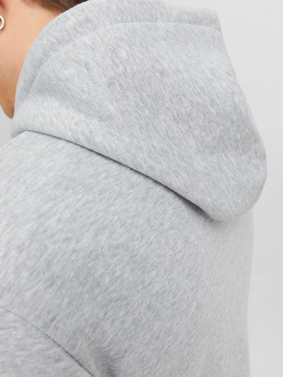 JACK & JONES Grey Relaxed Fit Plain Hoodie