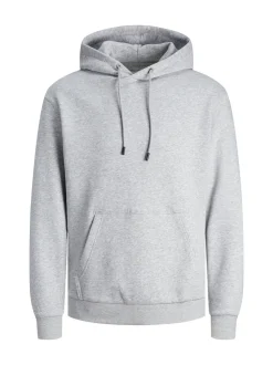 JACK & JONES Grey Relaxed Fit Plain Hoodie