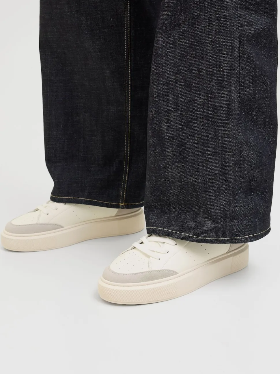 JACK & JONES Off White Chunky Sole PU Trainers