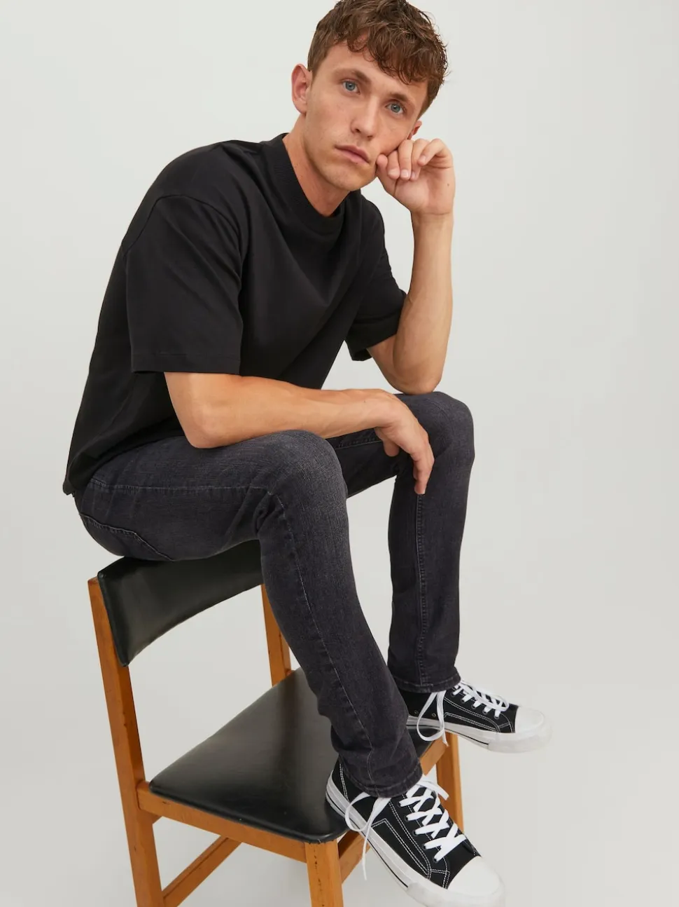 JACK & JONES Washed Black Glenn Slim Fit Jeans