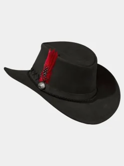 Joe Browns Black Embroidered Leather Fedora