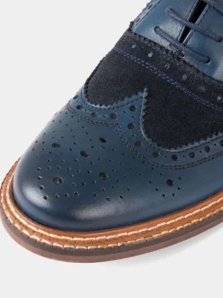 Joe Browns Blue Double Stitched Leather Brogues