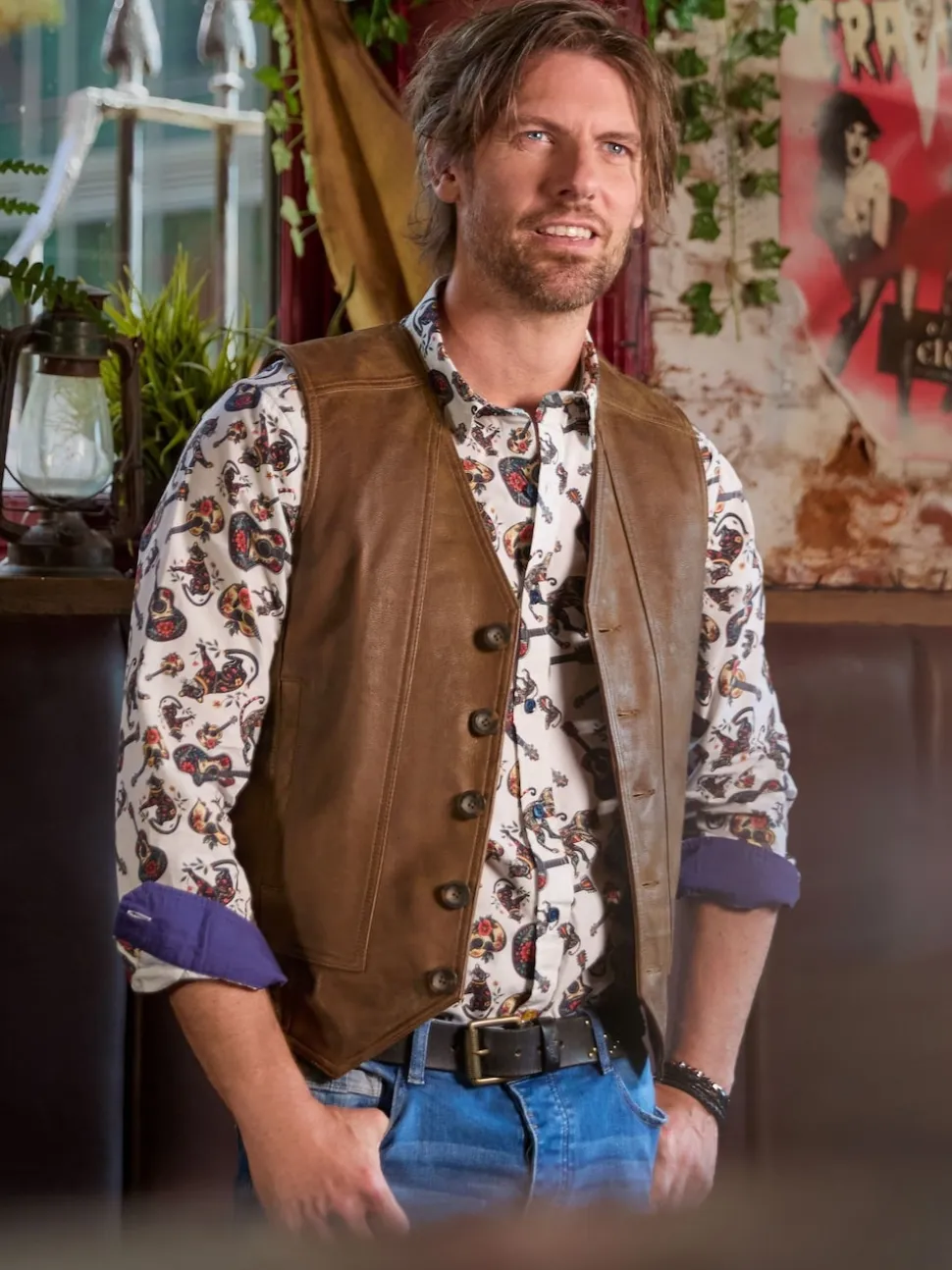 Joe Browns Brown Button-Up Leather Waistcoat