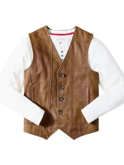 Joe Browns Brown Button-Up Leather Waistcoat