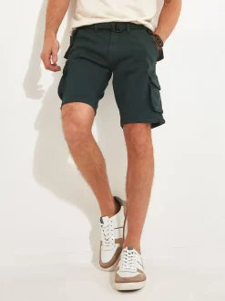 Joe Browns Green Multi Pocket Knee Length Belted Relaxed Fit Camo Cargo Shorts