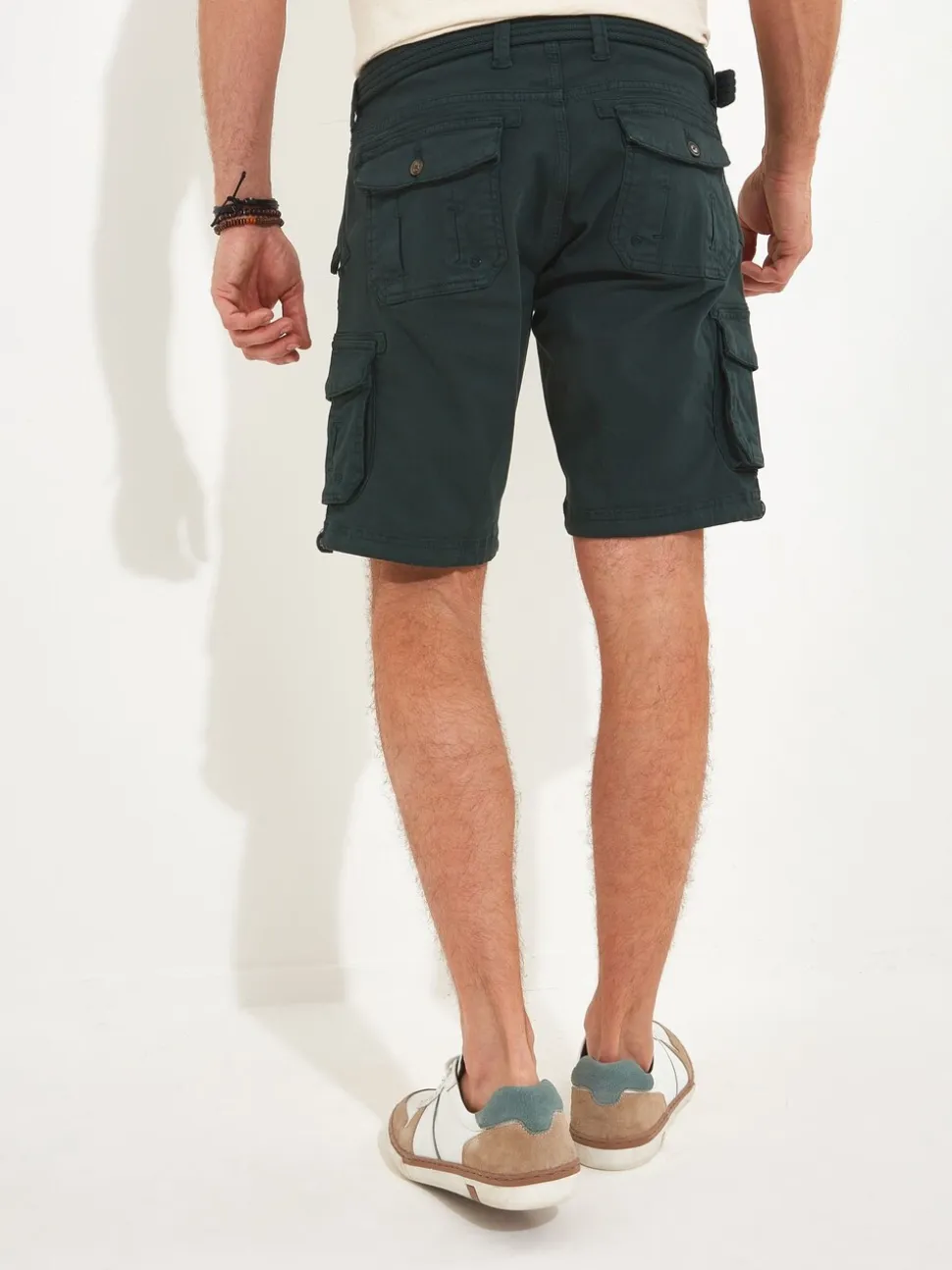 Joe Browns Green Multi Pocket Knee Length Belted Relaxed Fit Camo Cargo Shorts
