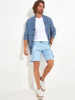 Joe Browns Light Blue Multi Pocket Knee Length Belted Relaxed Fit Camo Cargo Shorts