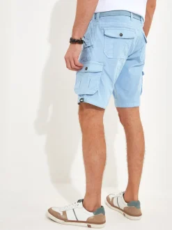 Joe Browns Light Blue Multi Pocket Knee Length Belted Relaxed Fit Camo Cargo Shorts