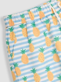 JoJo Maman Bébé Blue Mens Pineapple Printed Swim Shorts