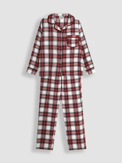 JoJo Maman Bébé Cream Mens Check Woven Pyjama Set