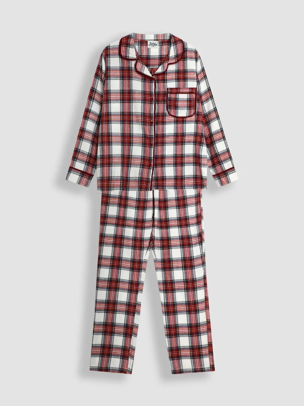 JoJo Maman Bébé Cream Mens Check Woven Pyjama Set