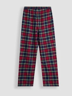 JoJo Maman Bébé Navy Mens Christmas Check Bottom Pyjamas Set