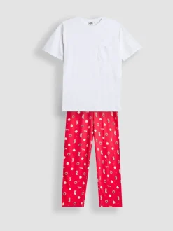 JoJo Maman Bébé Red Men's Christmas Jersey Pyjama Set