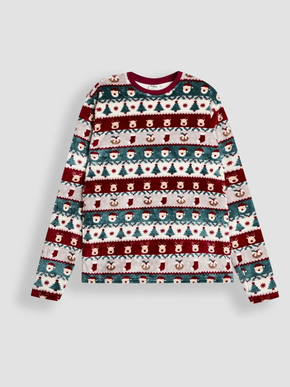 JoJo Maman Bébé Red Men's Christmas Fair Isle Fleece Pyjama Set