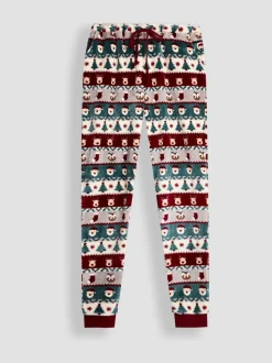 JoJo Maman Bébé Red Men's Christmas Fair Isle Fleece Pyjama Set