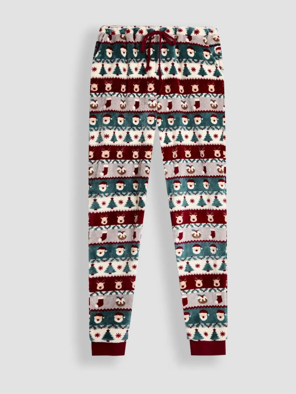 JoJo Maman Bébé Red Men's Christmas Fair Isle Fleece Pyjama Set
