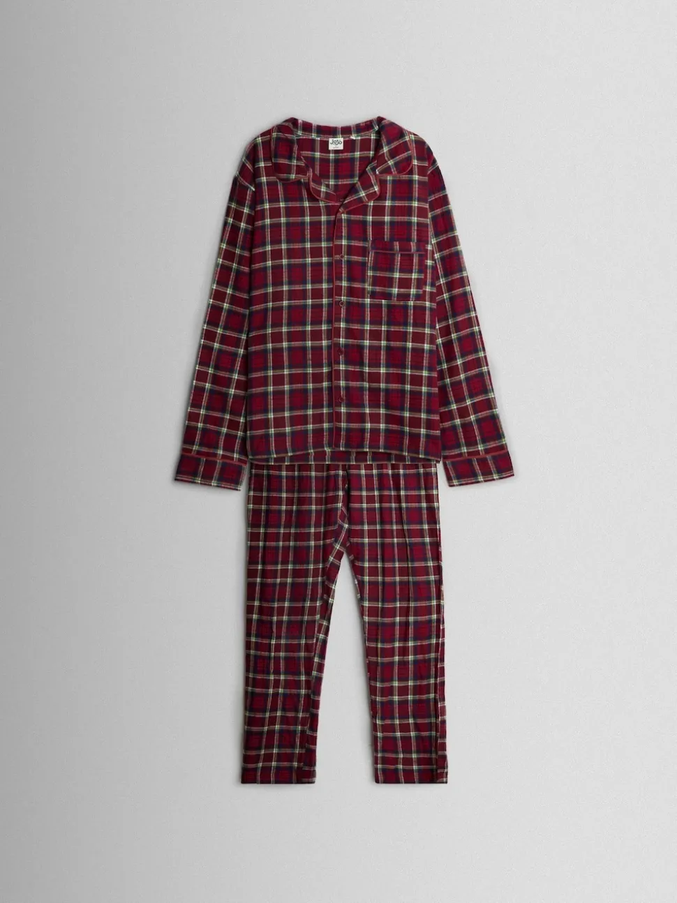 JoJo Maman Bébé Red Mens Classic Check Christmas Pyjamas Set