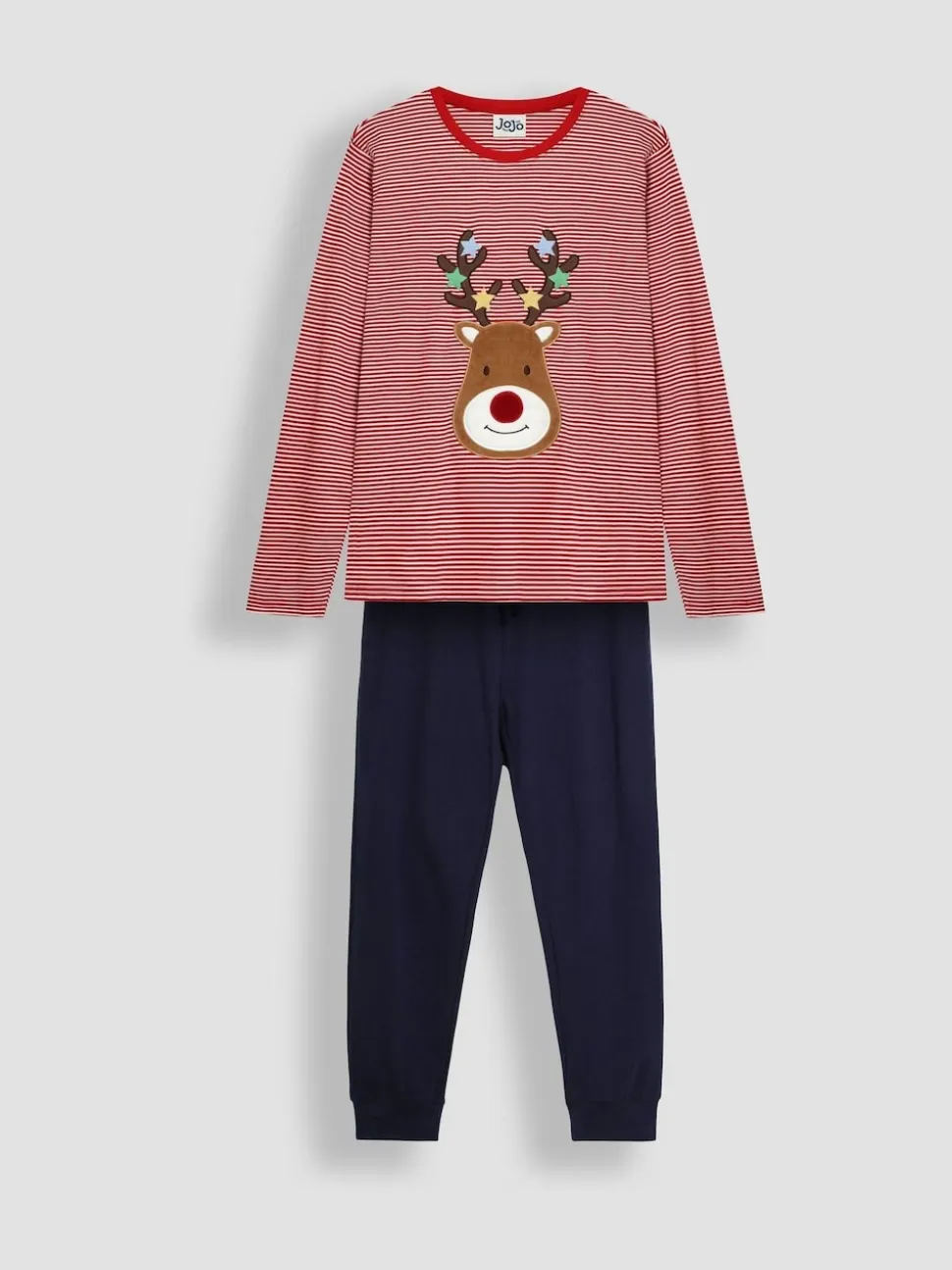 JoJo Maman Bébé Red Mens Reindeer Pyjamas Set