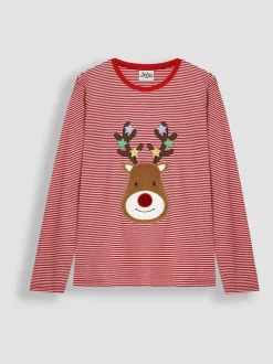 JoJo Maman Bébé Red Mens Reindeer Pyjamas Set