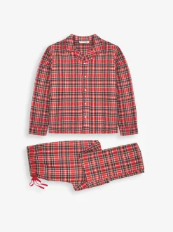 JoJo Maman Bébé Red Men's Tartan Pyjama Set