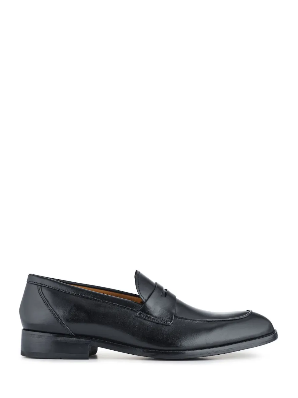 Jones Bootmaker Black Chrome Leather Penny Loafers