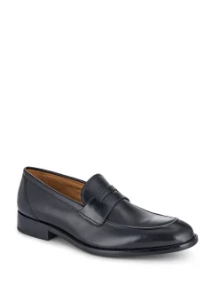 Jones Bootmaker Black Chrome Leather Penny Loafers