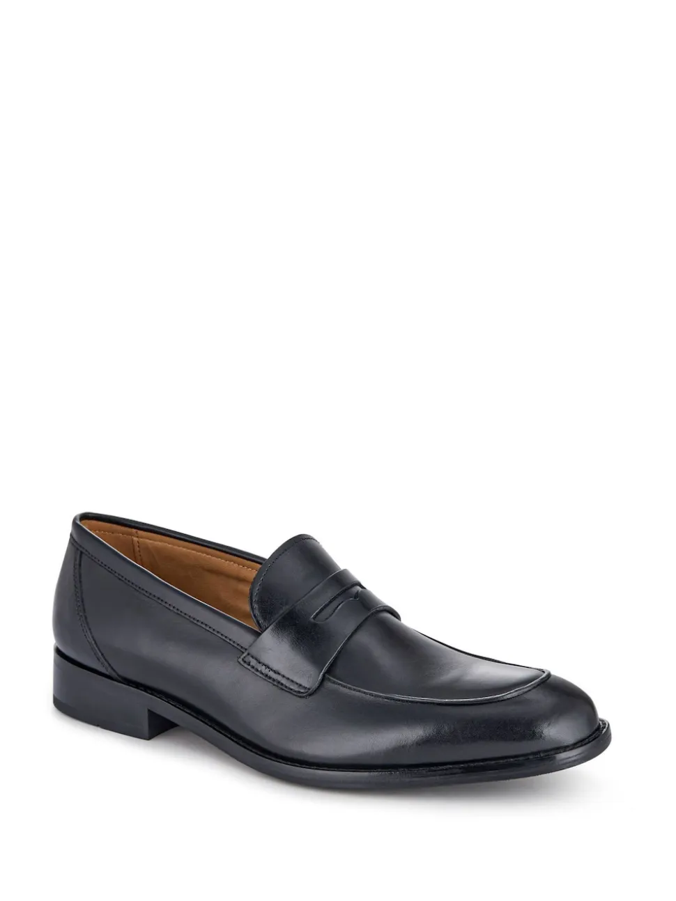 Jones Bootmaker Black Chrome Leather Penny Loafers