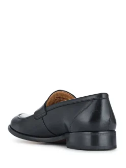 Jones Bootmaker Black Chrome Leather Penny Loafers