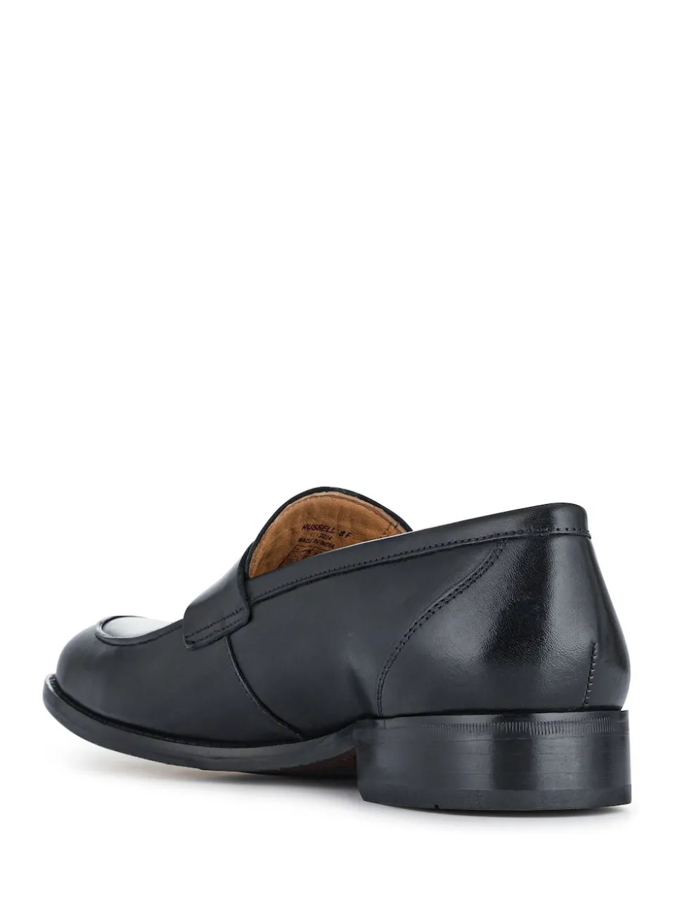 Jones Bootmaker Black Chrome Leather Penny Loafers