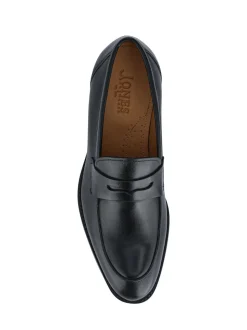 Jones Bootmaker Black Chrome Leather Penny Loafers