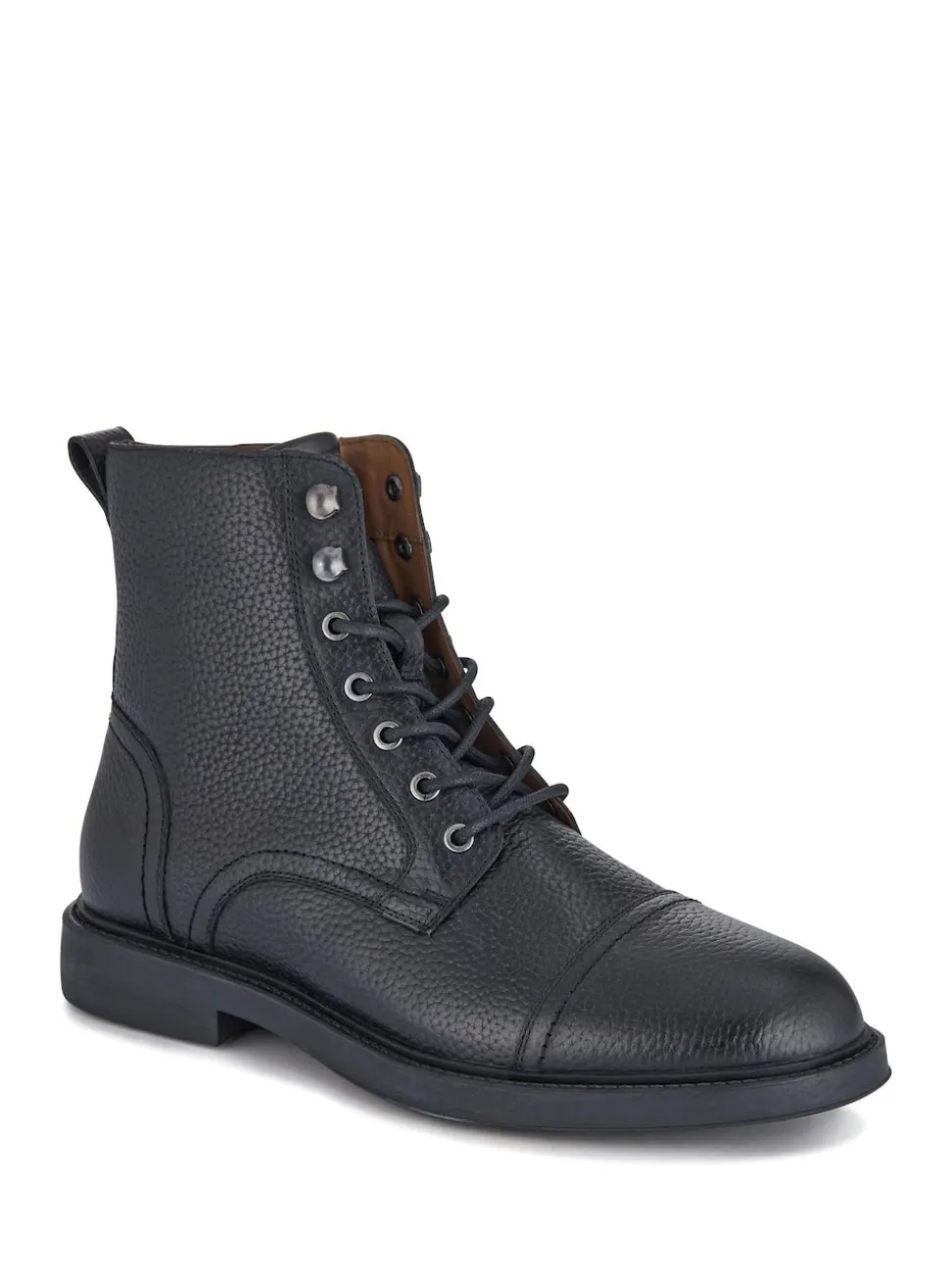 Jones Bootmaker Black Davide Leather Wide Fit Military Boots