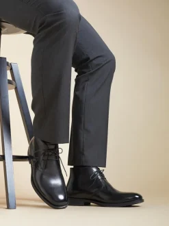 Jones Bootmaker Black Gordon Lace-Up Wide-Fit Leather Boots