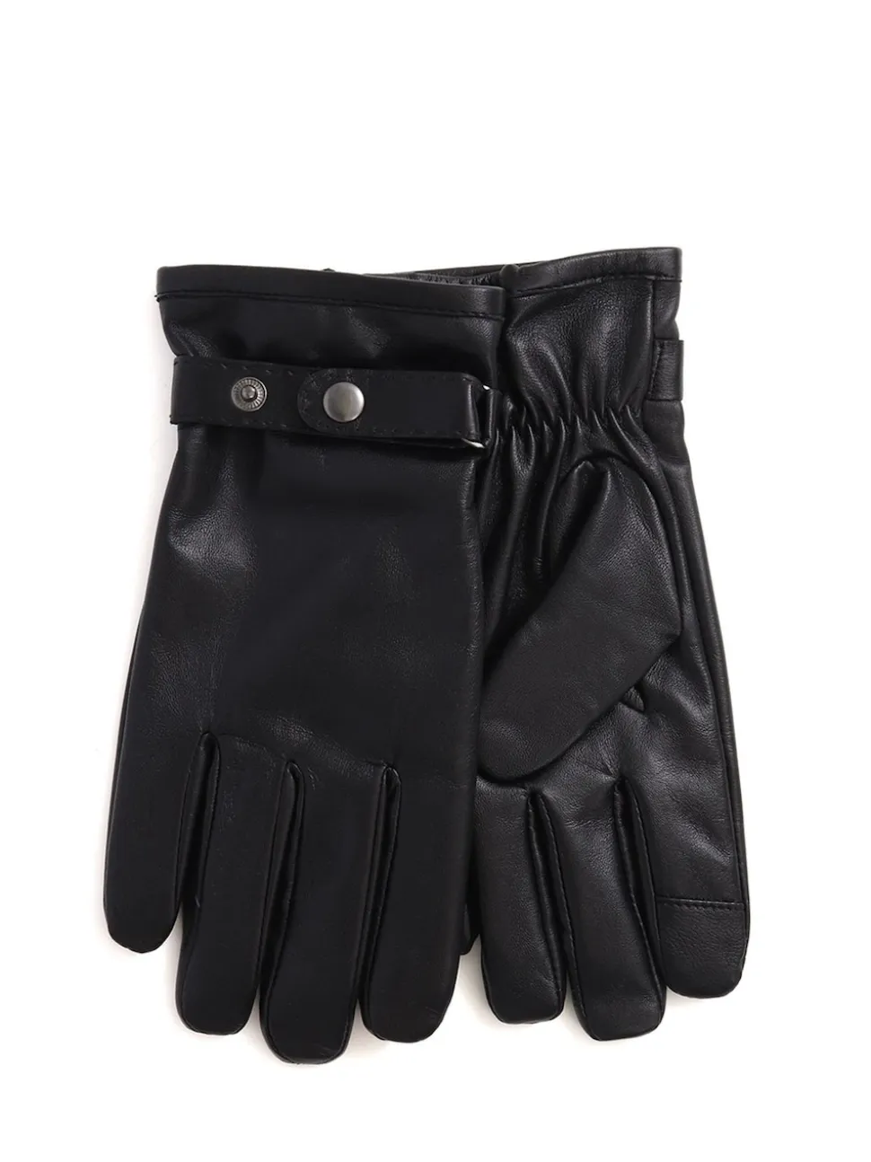 Jones Bootmaker Black Mens Adjustable Leather Gloves