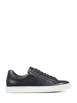 Jones Bootmaker Black Regular Fit Mens Simon Leather Trainers