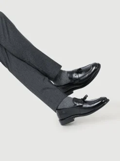 Jones Bootmaker Black Rodrigo Wide-Fit Leather Tassel Loafers