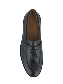 Jones Bootmaker Black Rodrigo Wide-Fit Leather Tassel Loafers