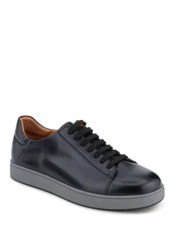 Jones Bootmaker Black Wide Fit Mens Simon Leather Trainers