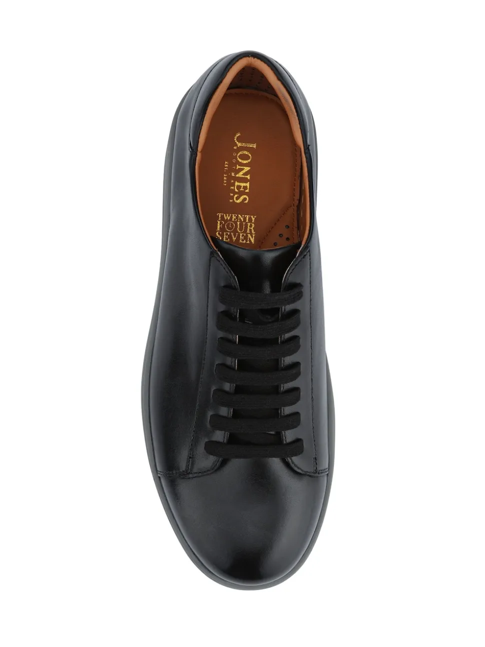 Jones Bootmaker Black Wide Fit Mens Simon Leather Trainers