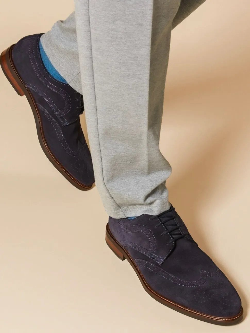 Jones Bootmaker Blue Longwood Suede Derby Brogues