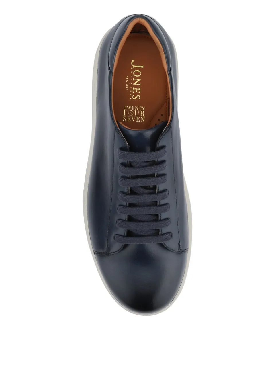 Jones Bootmaker Blue Simone Wide-Fit Leather Trainers