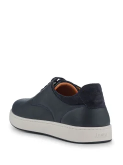 Jones Bootmaker Blue Stevenage Wide Fit Leather Trainers