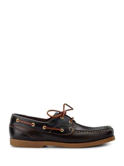 Jones Bootmaker Brown black Parsons Leather Boat Shoes