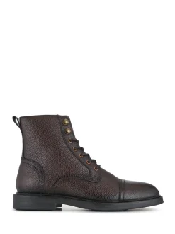 Jones Bootmaker Brown Davide Leather Wide Fit Military Boots