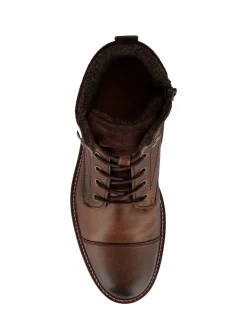 Jones Bootmaker Brown Dusseldorf Leather Lace-Up Boots