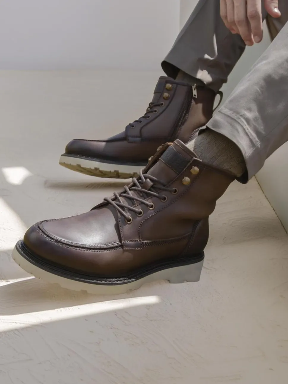 Jones Bootmaker Brown Essex Chunky Leather Boots