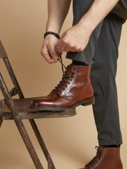 Jones Bootmaker Brown Finch Leather Lace-Up Boots