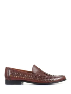 Jones Bootmaker Brown Riverside Woven Leather Loafers