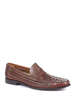 Jones Bootmaker Brown Riverside Woven Leather Loafers